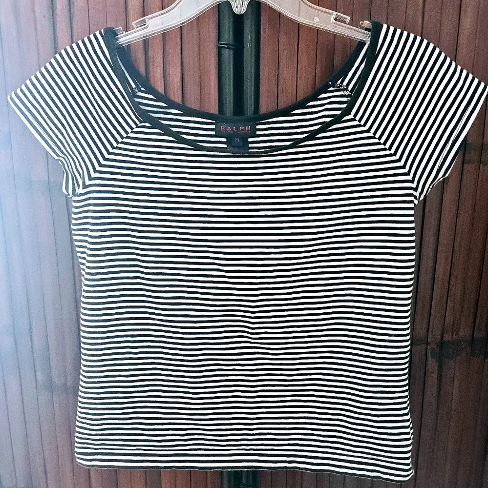 Ralph Lauren Black and White Striped T-shirt